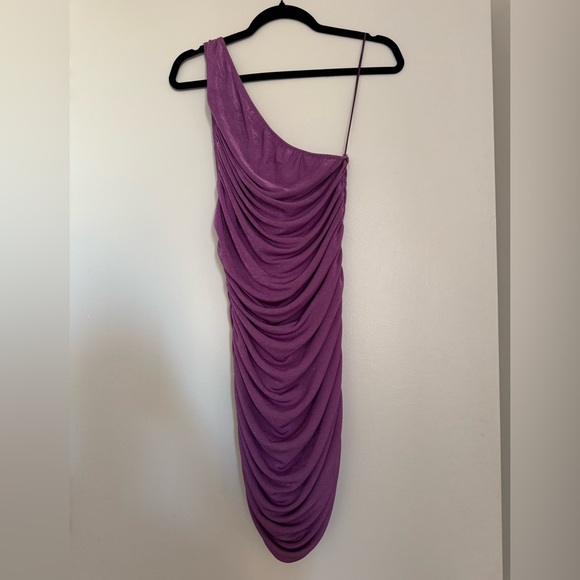 Princess Polly Lioness Purple Goddess Ruched One-Shoulder Bodycon Mini Dress - Picture 7 of 9